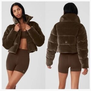 NWT - ALO Yoga Ribbed Velour Golf Rush Jacket in Hot Cocoa Brown